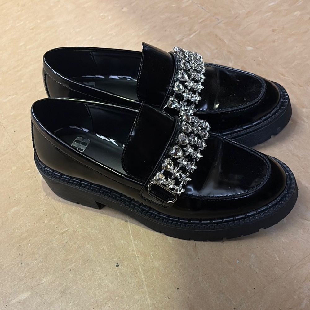 Black Embellished Loafers